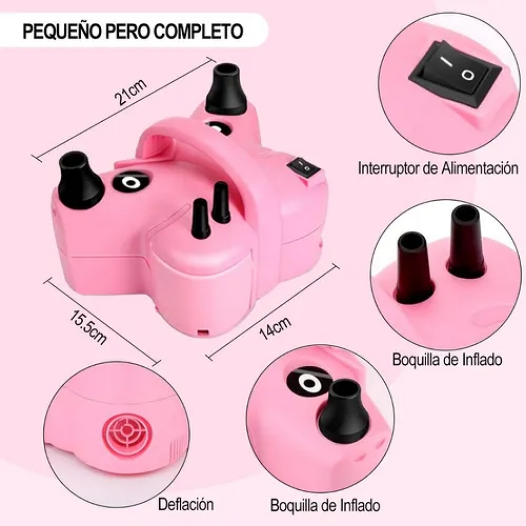 Bomba Globo Infladora Eléctrica Doble Inflar Portátil 5 En 1