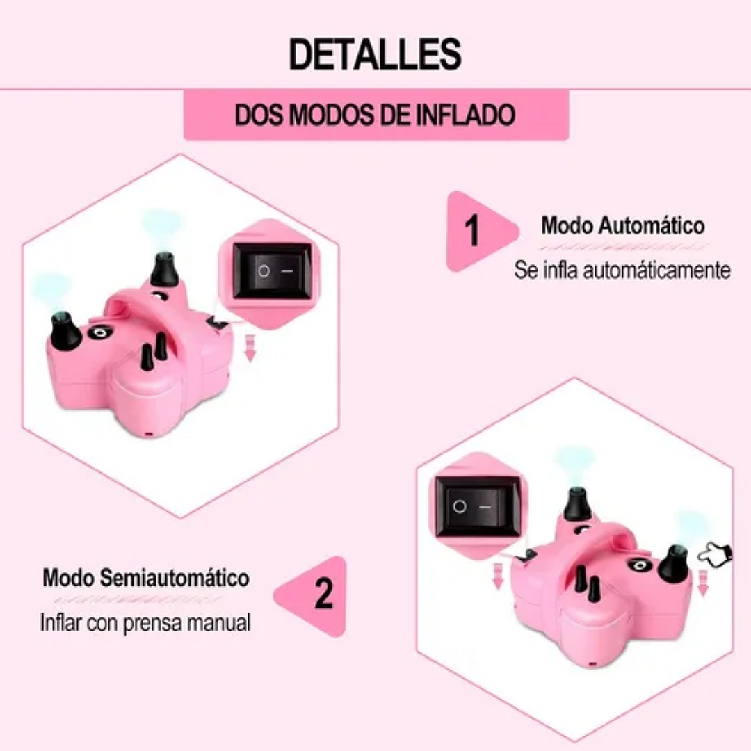 Bomba Globo Infladora Eléctrica Doble Inflar Portátil 5 En 1