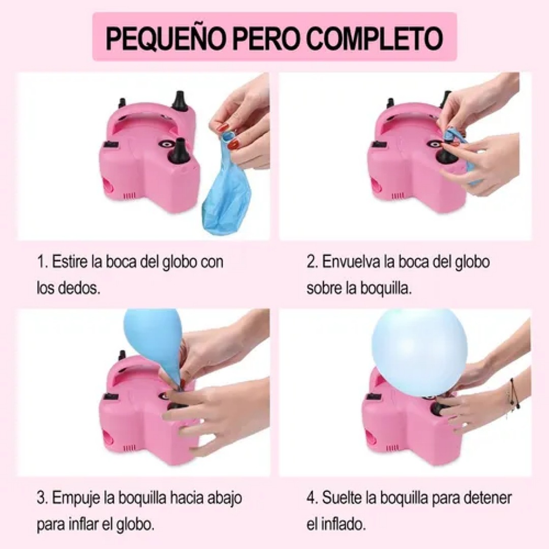 Bomba Globo Infladora Eléctrica Doble Inflar Portátil 5 En 1