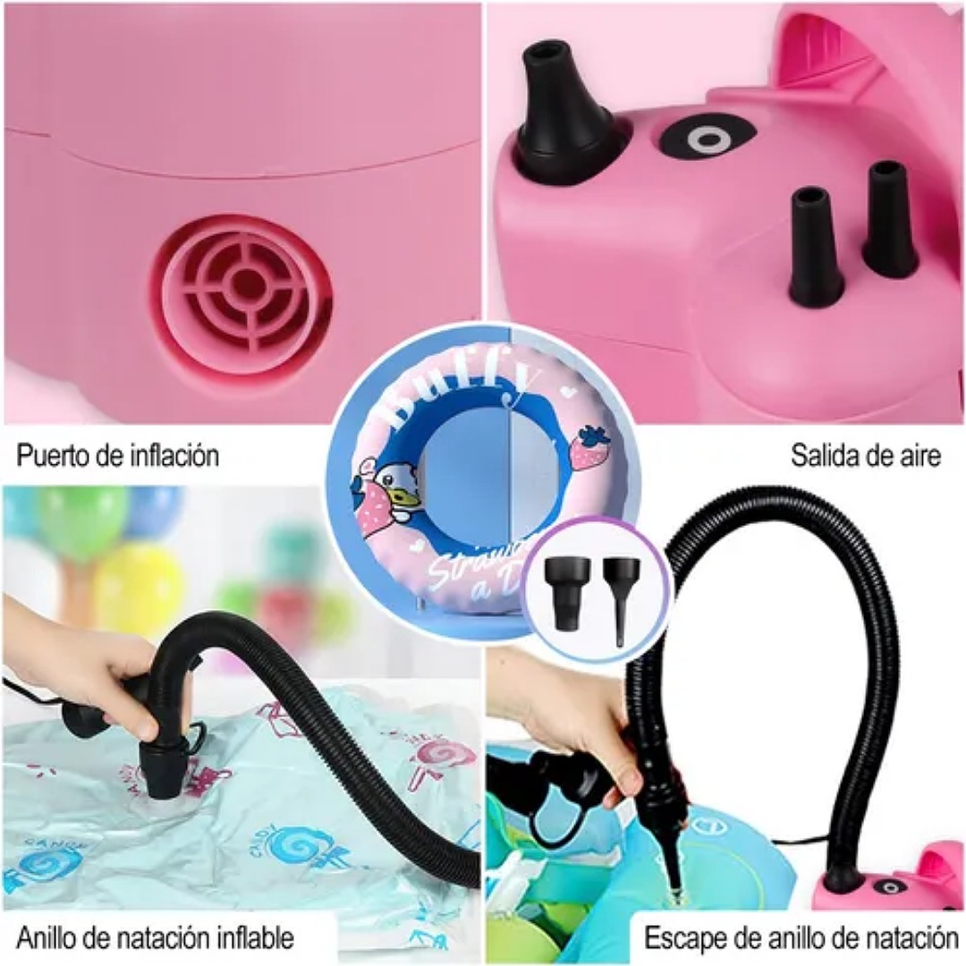 Bomba Globo Infladora Eléctrica Doble Inflar Portátil 5 En 1