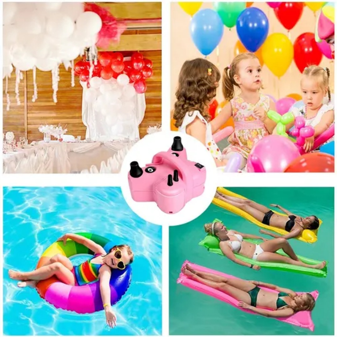 Bomba Globo Infladora Eléctrica Doble Inflar Portátil 5 En 1