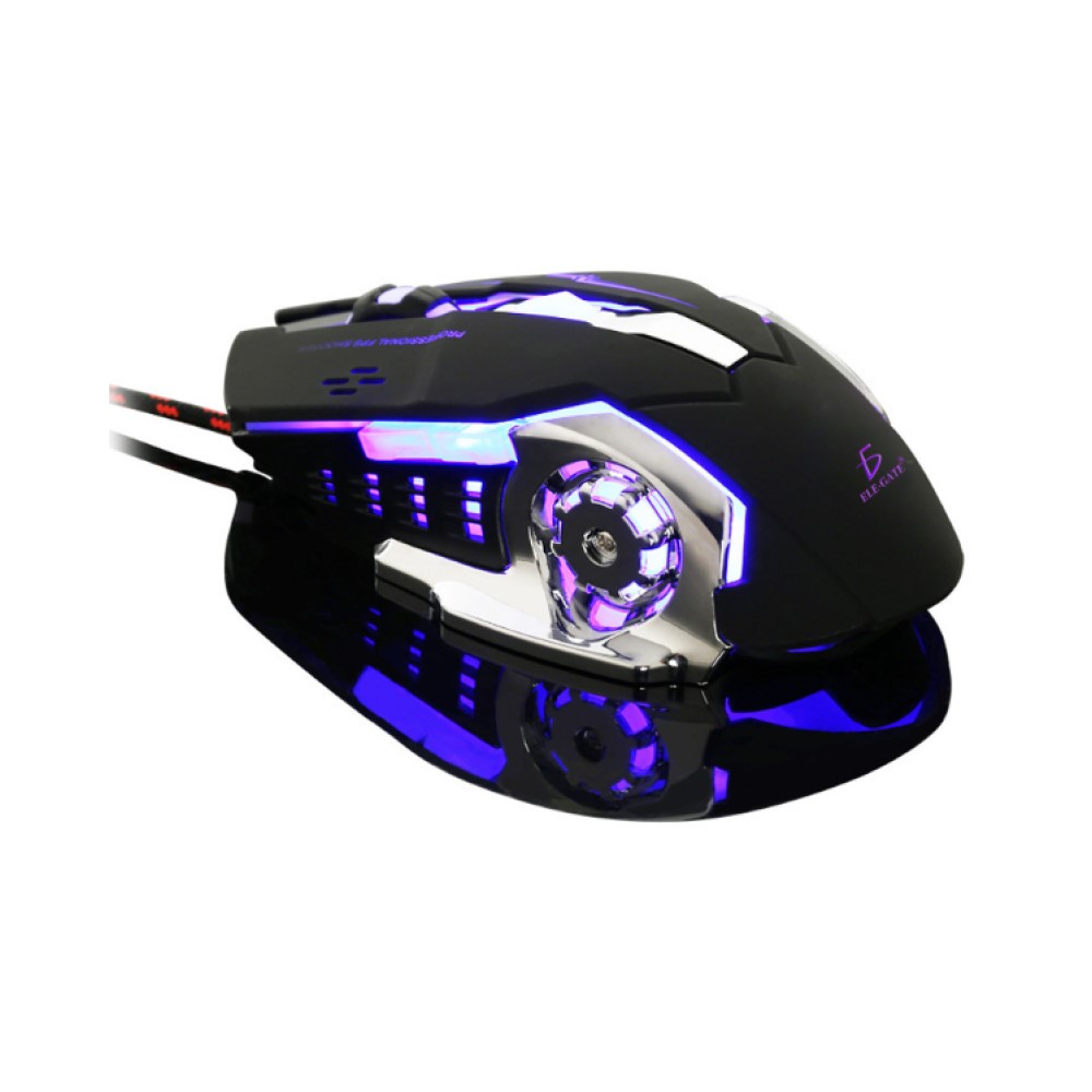 Mouse Gamer Con Luz Led Ele-Gate MO21 Color Negro