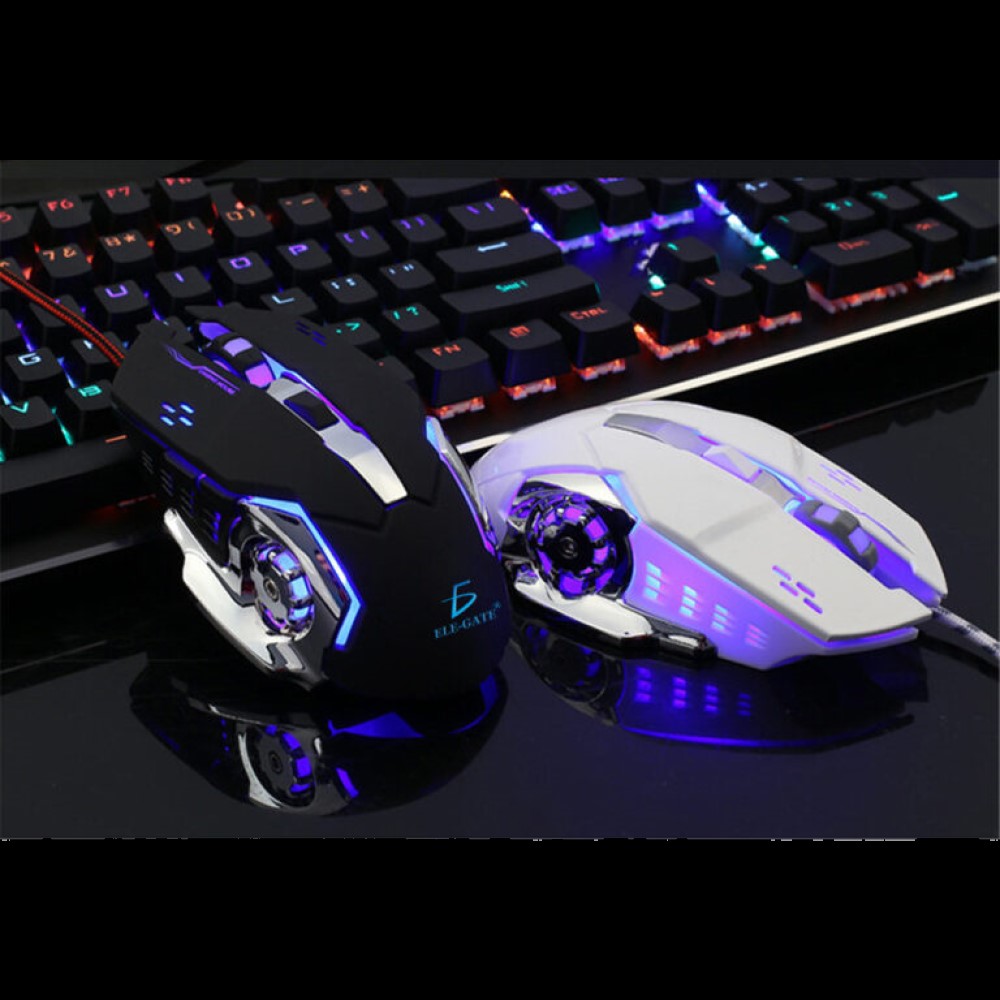 Mouse Gamer Con Luz Led Ele-Gate MO21 Color Negro