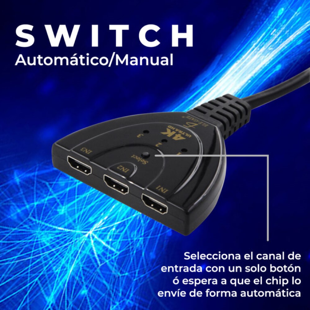 Hdmi Switcher 4k 3 Entradas 1 Salida Ele-Gate CON604K