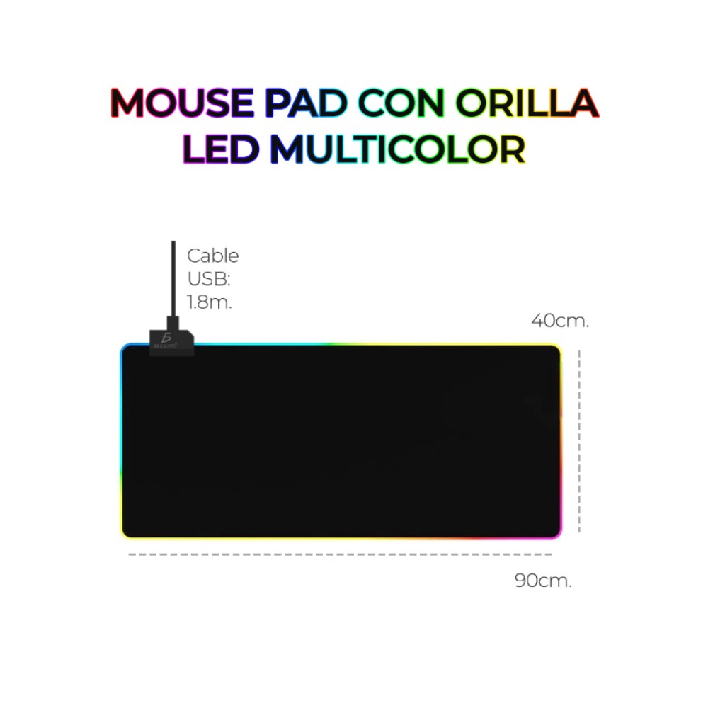 Mouse Pad Gamer Con Luz Led RGB Ele-Gate SM05 Color Negro