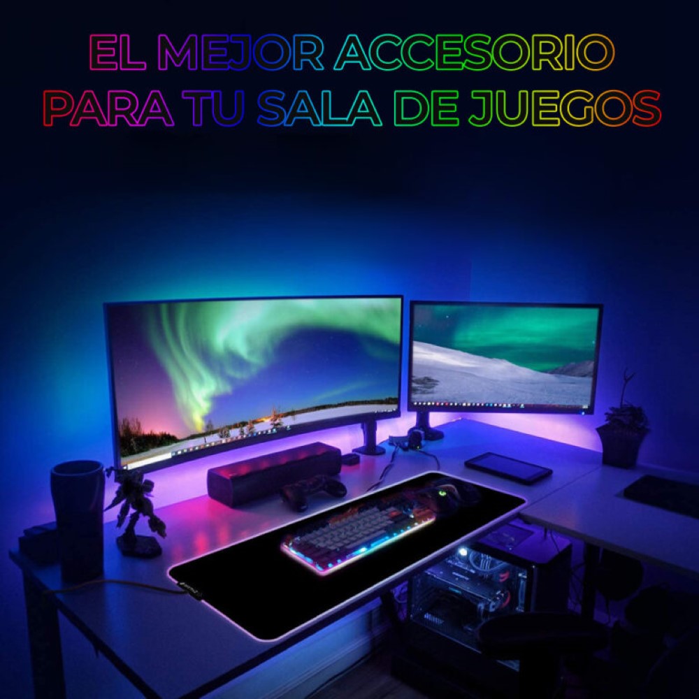 Mouse Pad Gamer Con Luz Led RGB Ele-Gate SM05 Color Negro
