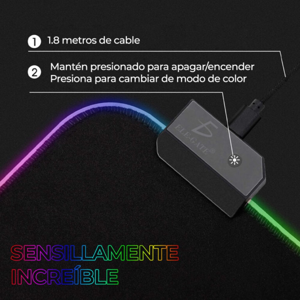 Mouse Pad Gamer Con Luz Led RGB Ele-Gate SM05 Color Negro