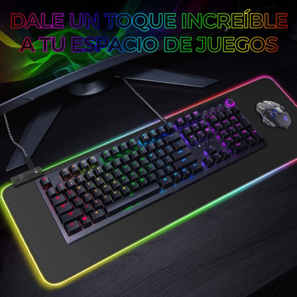 Mouse Pad Gamer Con Luz Led RGB Ele-Gate SM05 Color Negro