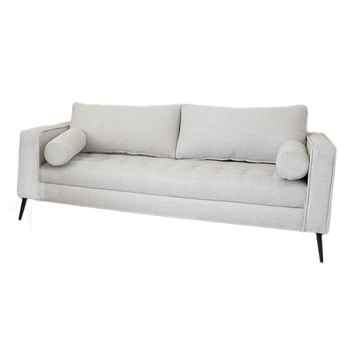 Sofá Berlín 3 Plazas Sillón Tela De Lino Moderno Minimalista (Gris claro)