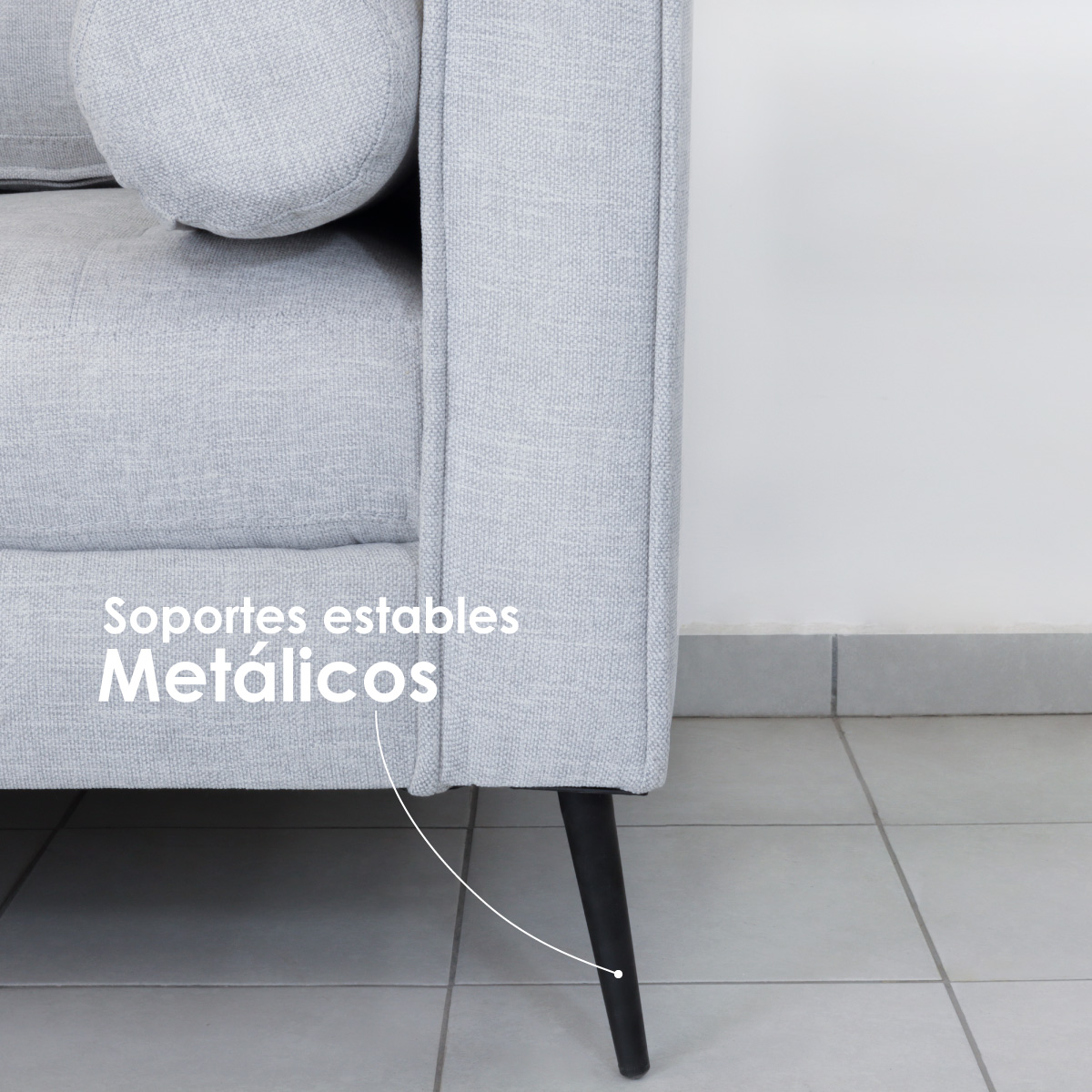 Sofá Berlín 3 Plazas Sillón Tela De Lino Moderno Minimalista (Gris claro)