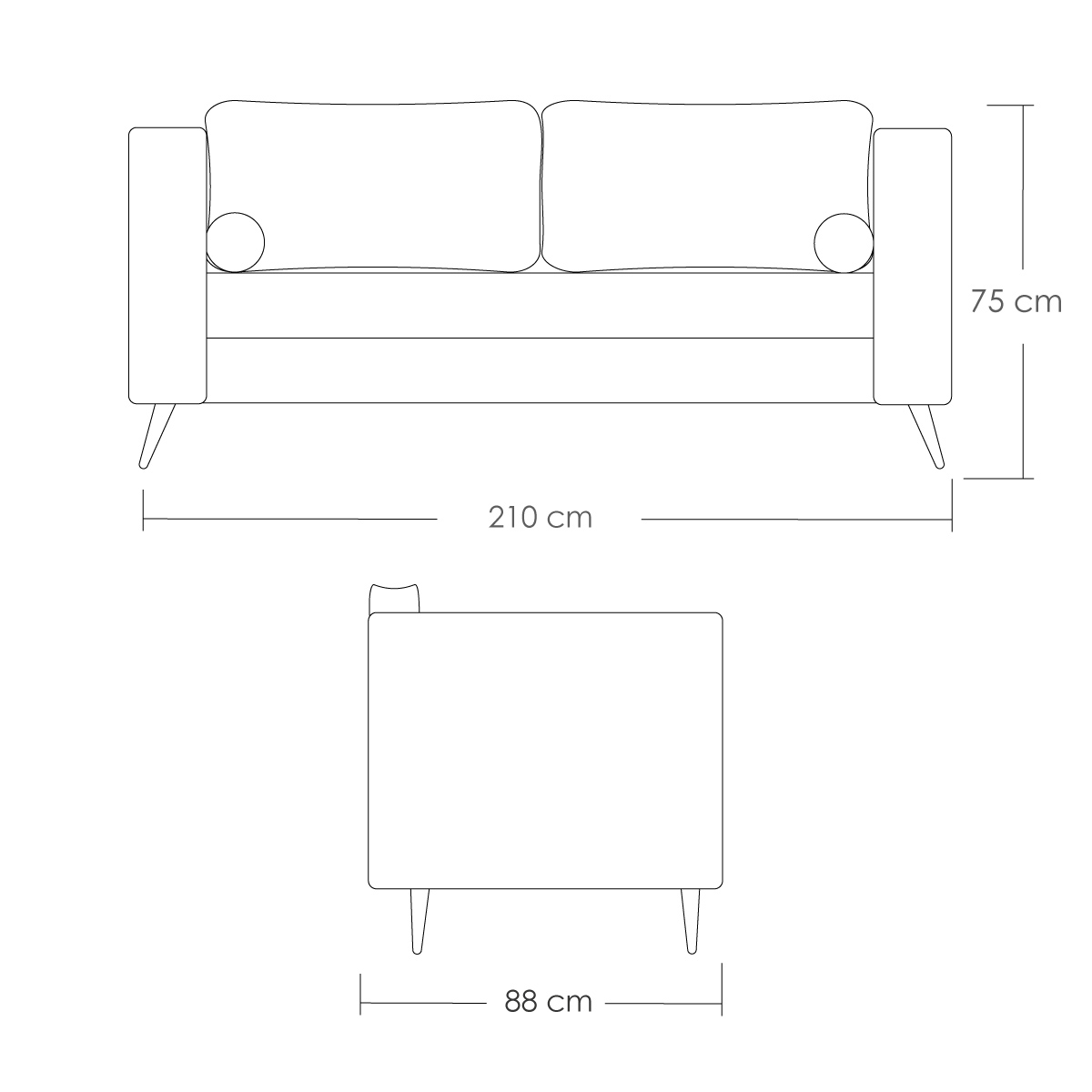 Sofá Berlín 3 Plazas Sillón Tela De Lino Moderno Minimalista (Gris claro)