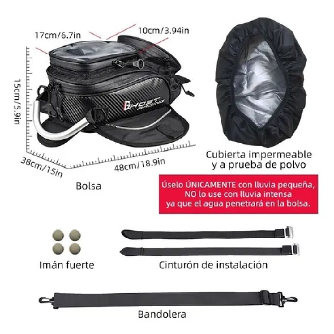Maleta Para Moto Para Tanque Iman O Correas Tank Bag De Moto