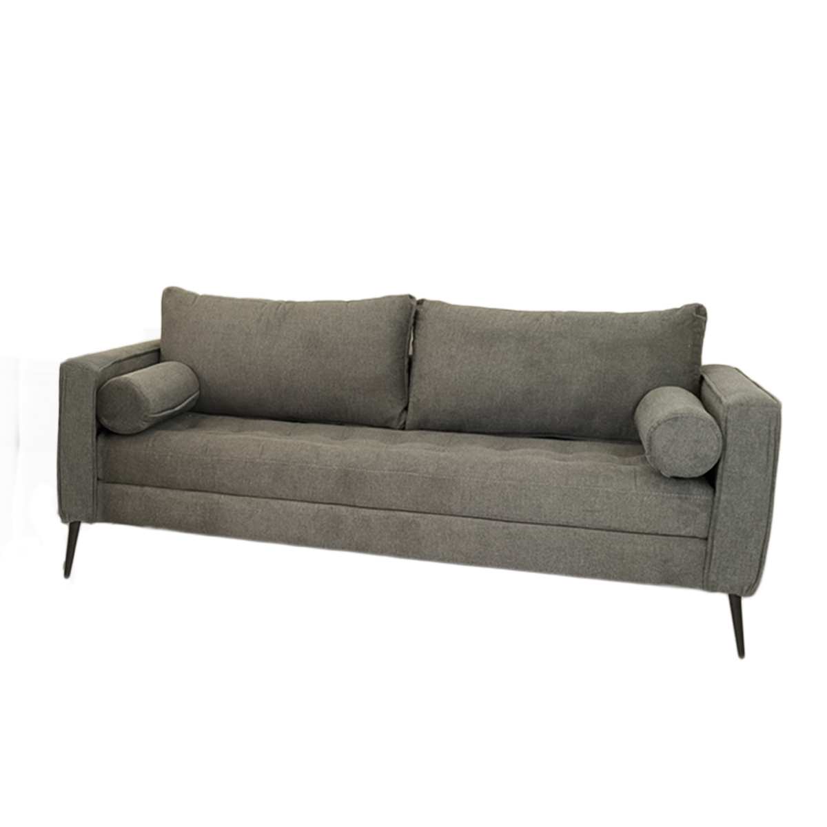 Sofá Berlín 3 Plazas Sillón Tela De Lino Moderno Minimalista (Gris oscuro)