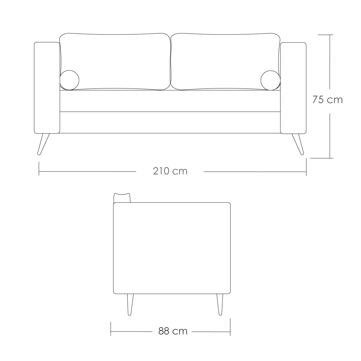 Sofá Berlín 3 Plazas Sillón Tela De Lino Moderno Minimalista (Gris oscuro)