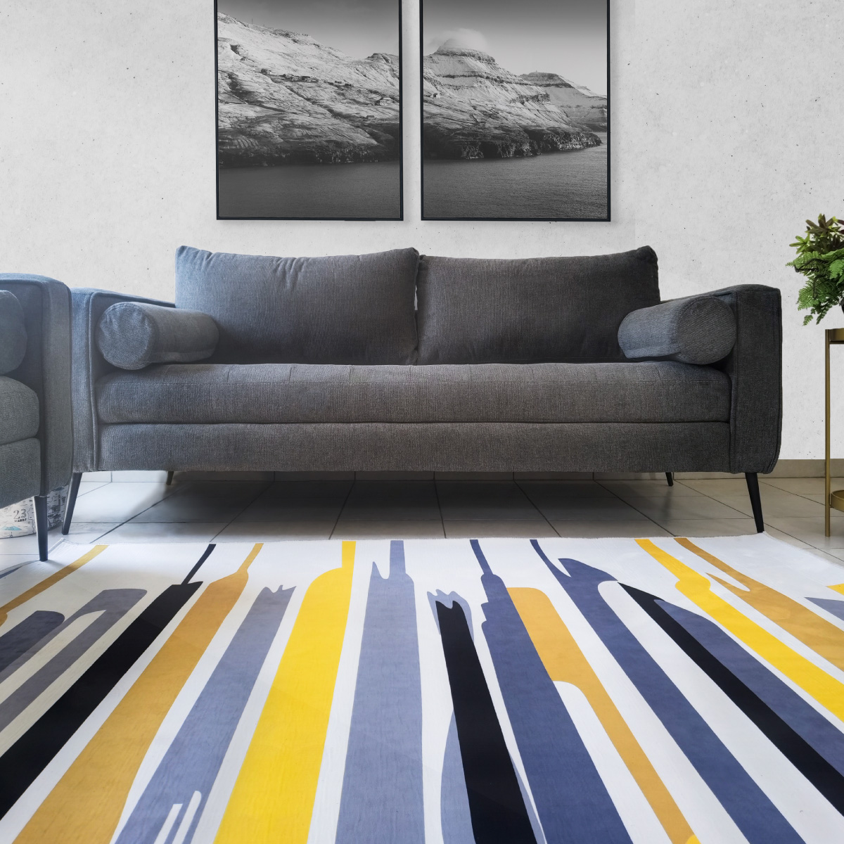 Sofá Berlín 3 Plazas Sillón Tela De Lino Moderno Minimalista (Gris oscuro)