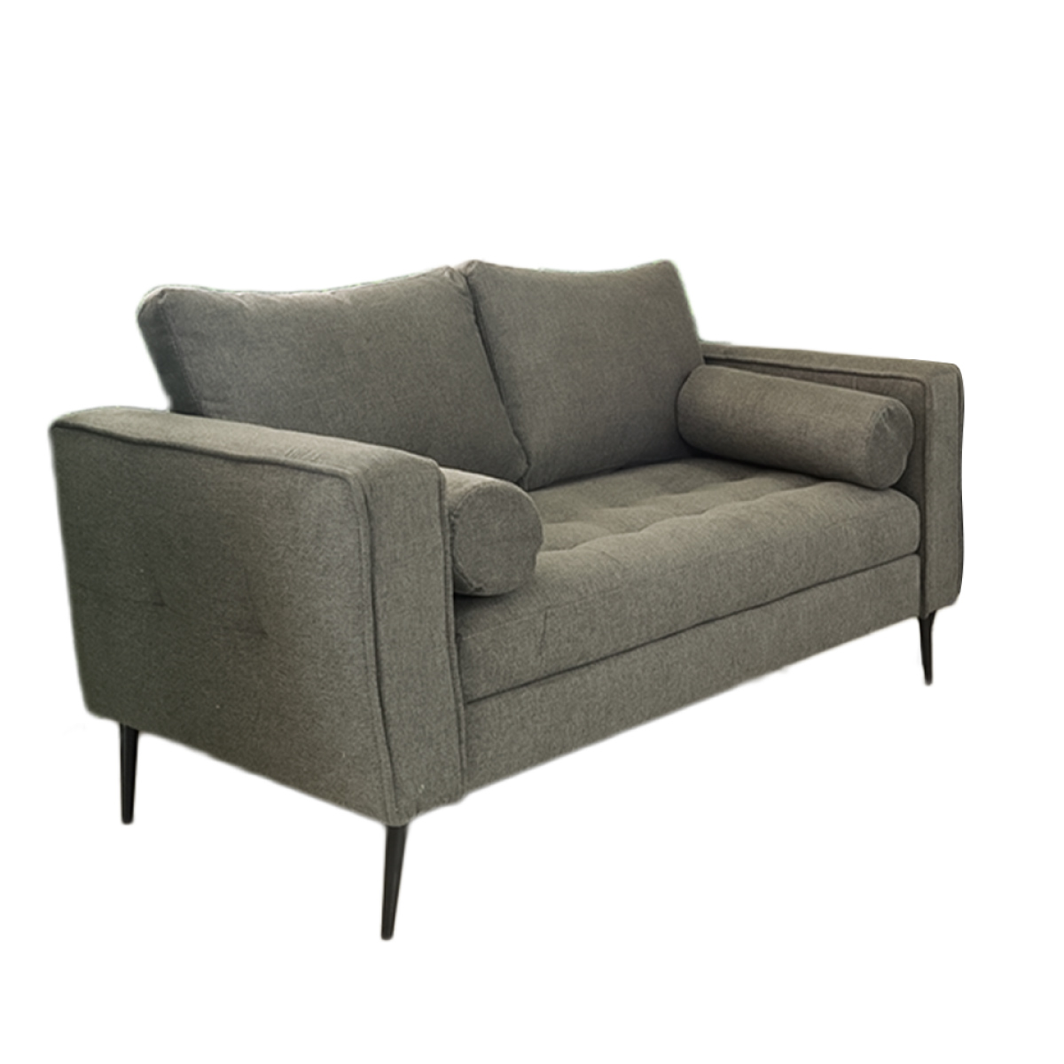 Sofá Berlín 2 Plazas Sillón Tela De Lino Moderno Minimalista (Gris oscuro)