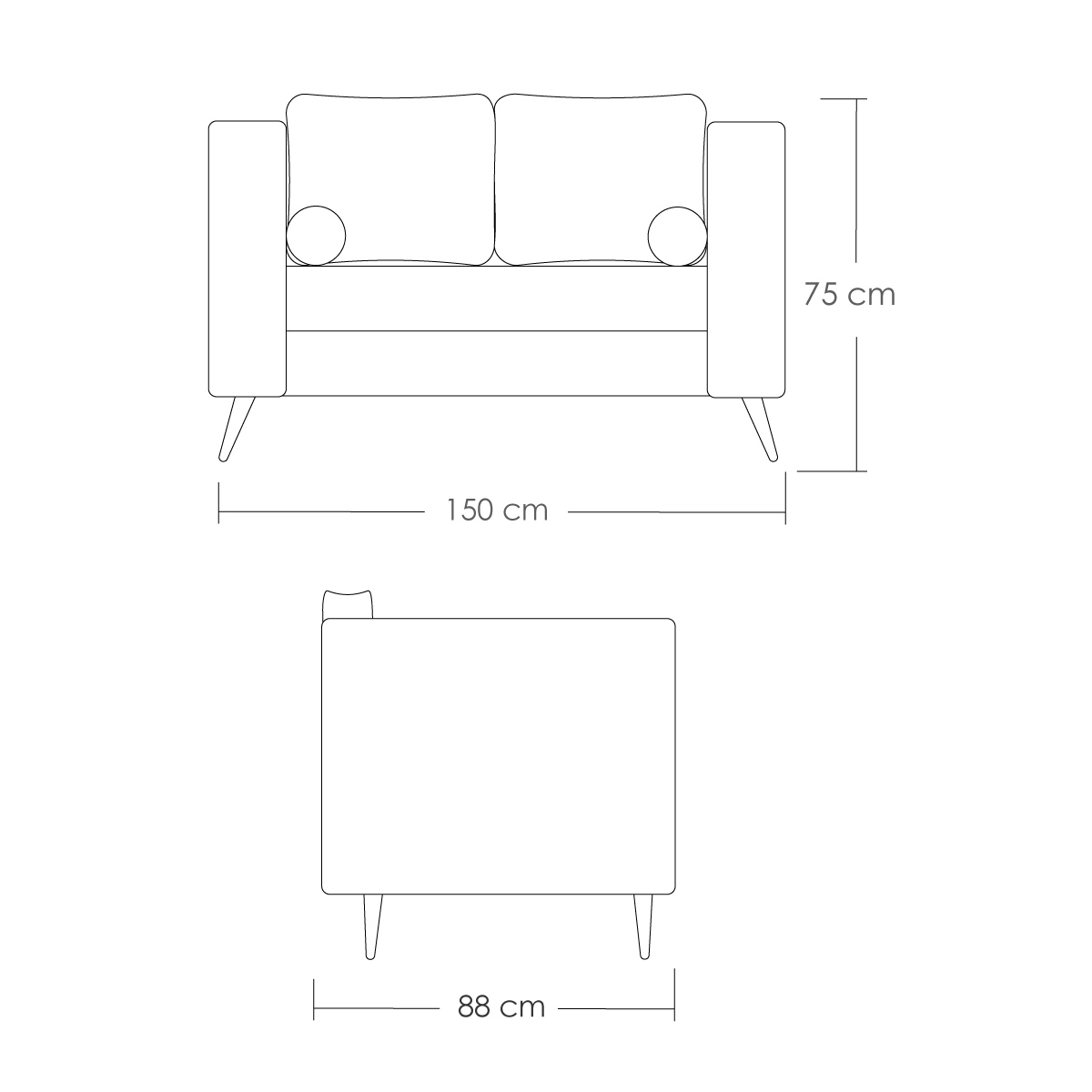 Sofá Berlín 2 Plazas Sillón Tela De Lino Moderno Minimalista (Gris oscuro)