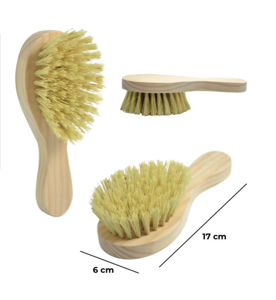 Cepillo para cabello de madera de pino y cerdas naturales