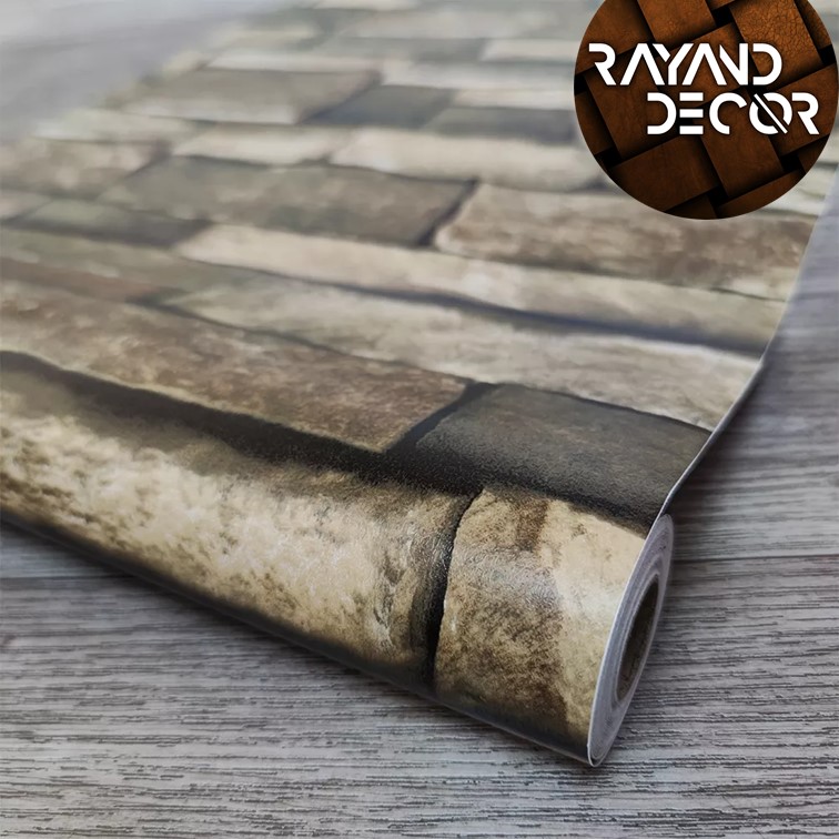 PAPEL TAPIZ AUTOADHESIVO PIEDRA LAJA CAFE 10m x 45cm TP01