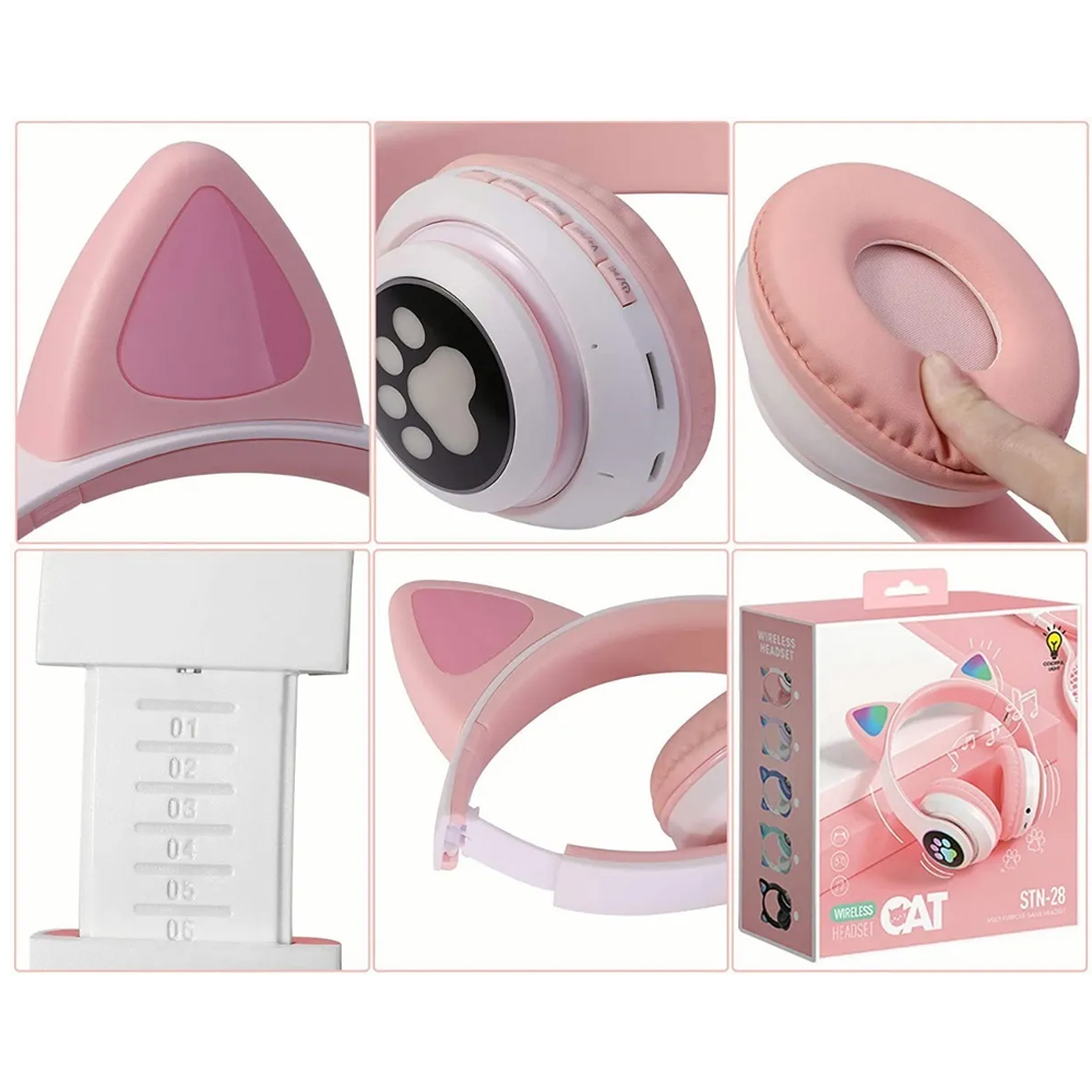 Audífonos Bluetooth De Orejas De Gato Para Niños