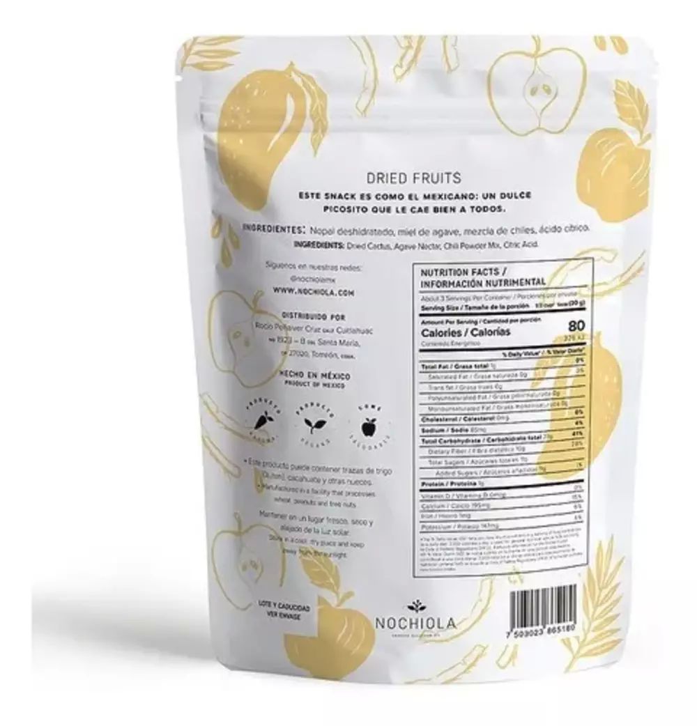 Nopal Deshidratado Enchilado 80g Nochiola Vegan