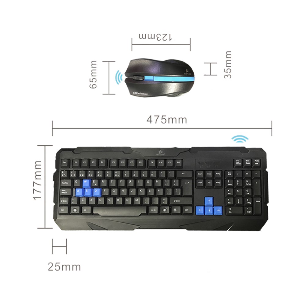Kit Teclado Y Mouse Inalambrico Ele-Gate ST03 Color Negro