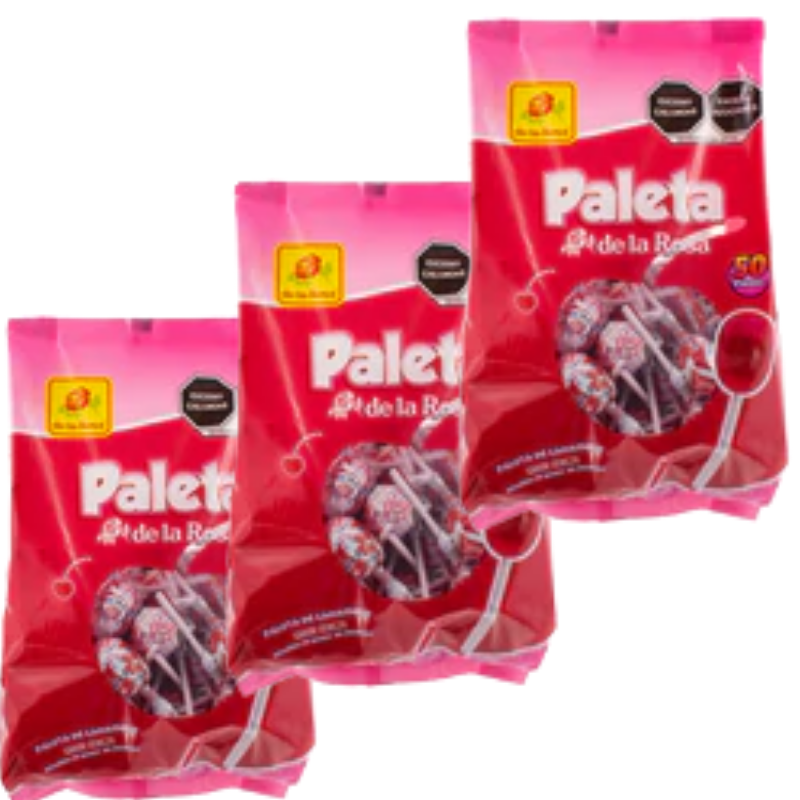 Paquete con 4 Paletas Jumbo cereza de 50 piezas