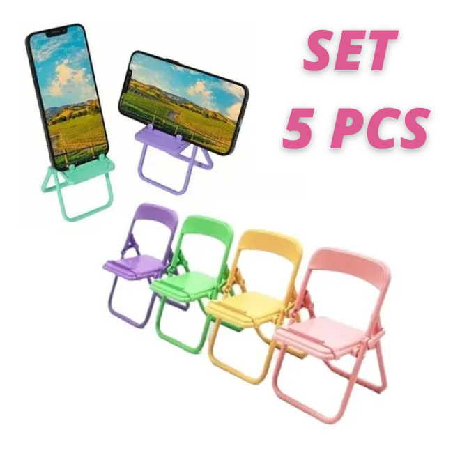 Soporte para teléfono Celular Mini Silla Decorativa, Portatil, para iPhone y Android, SET 5 PCS