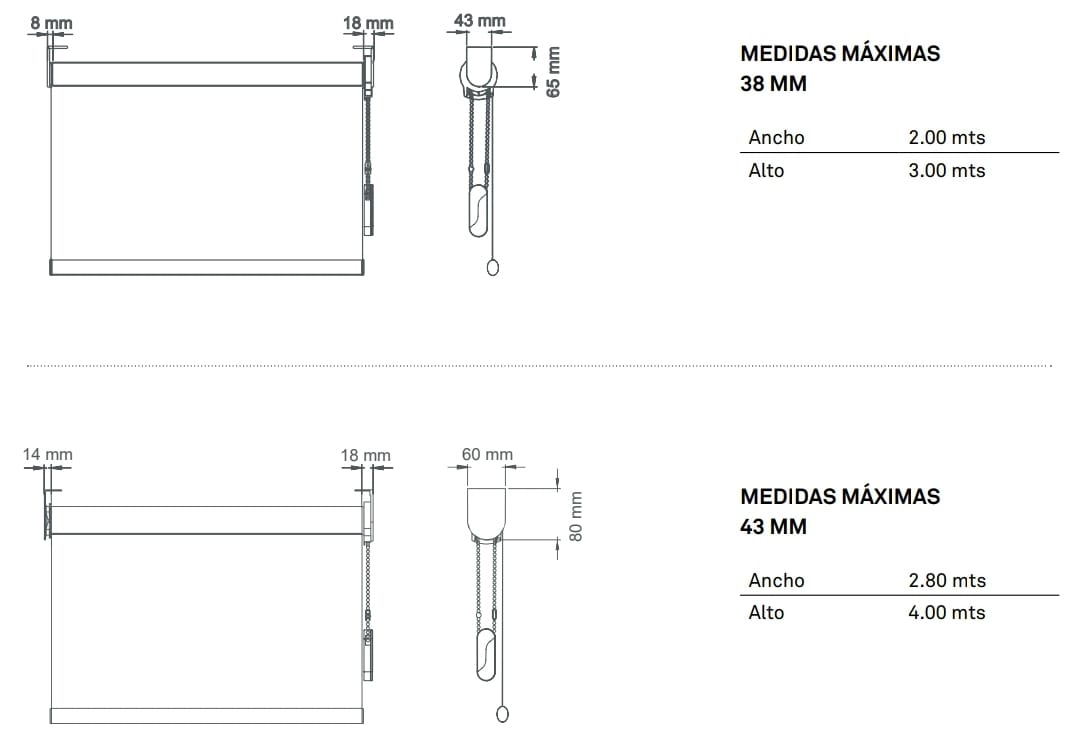 Persiana Enrollable Screen Alabaster. Medida 2.00 ancho x 2.40 alto