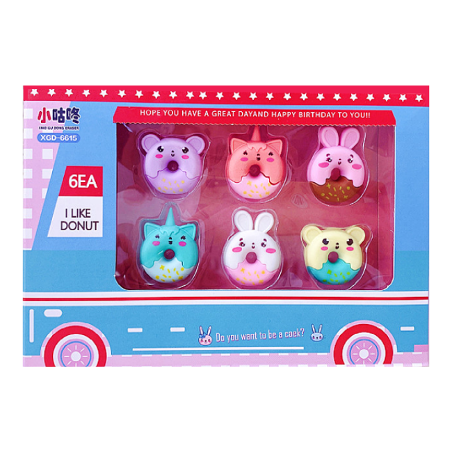 Borrador Dona de Animalito Kawai, gomas de borrar con formas de dibujo Donut, material de papelería para escuela.