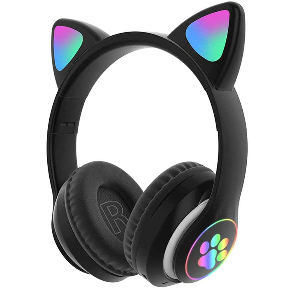 Brandtrendy Audífonos Auriculares Bluetooth inalámbricos con Forma de Orejas de Gato Plegables y portátiles con Control de Volumen y luz LED Conexión Estable y Sonido Claro para niños y niñas
