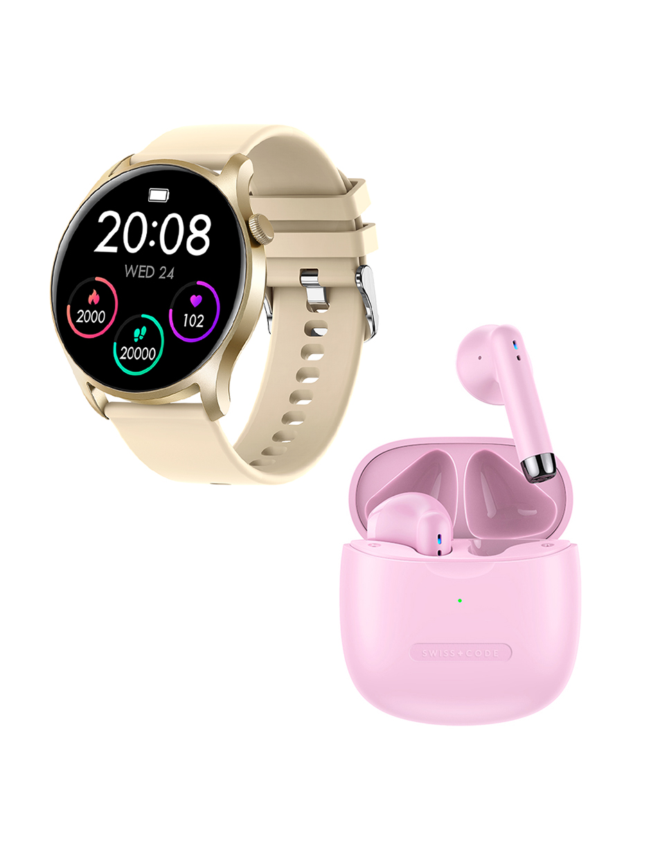 Smartwatch Swiss Code S+Watch Lite II + Audífonos S+Buds Seed Bundle para mujer