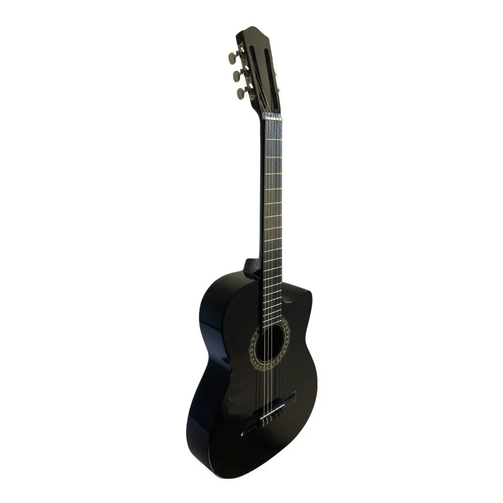 Kit Guitarra Acústica Curva Negra Paquete Vital De Accesorios 
