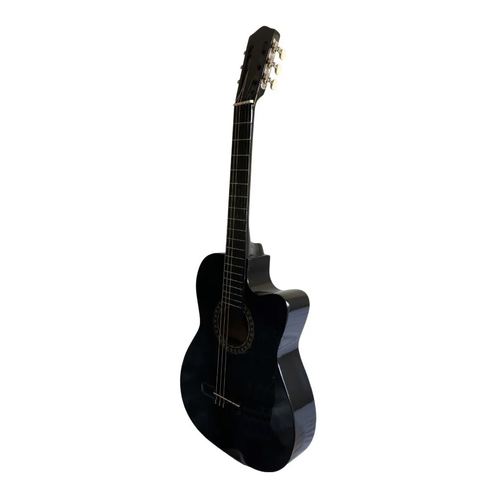 Kit Guitarra Acústica Curva Negra Paquete Vital De Accesorios 