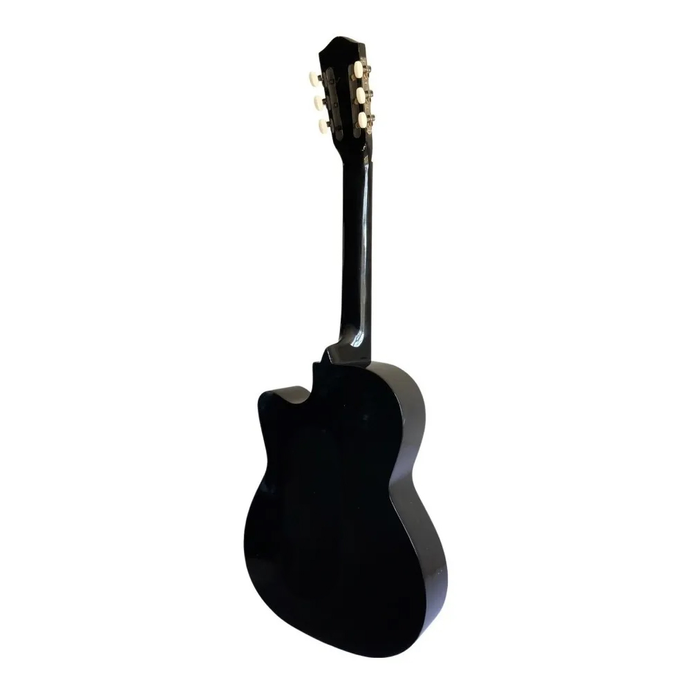 Kit Guitarra Acústica Curva Negra Paquete Vital De Accesorios 