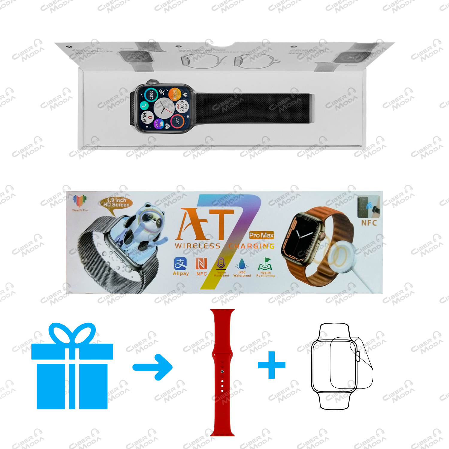 Smartwatch At7 Pro Max Reloj Inteligente Carga Inalambrica con Correa Milanese