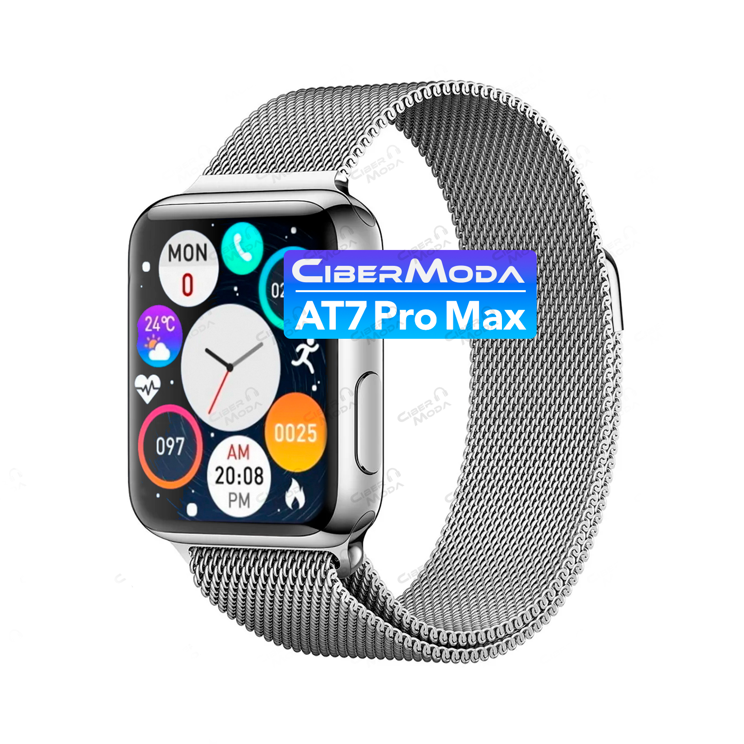 Smartwatch At7 Pro Max Reloj Inteligente Carga Inalambrica con Correa Milanese
