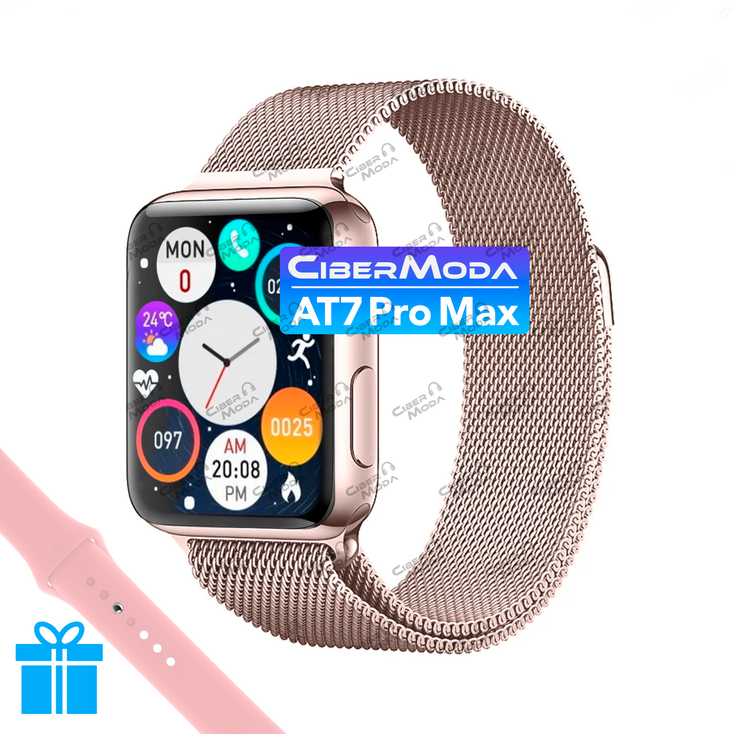 Smartwatch At7 Pro Max Reloj Inteligente Carga Inalambrica con Correa Milanese