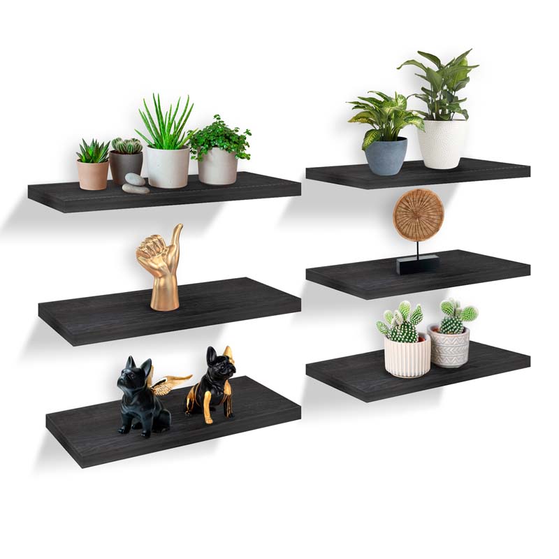 6 Repisas Flotantes de Madera Extra Grandes 50x15cm Redlemon