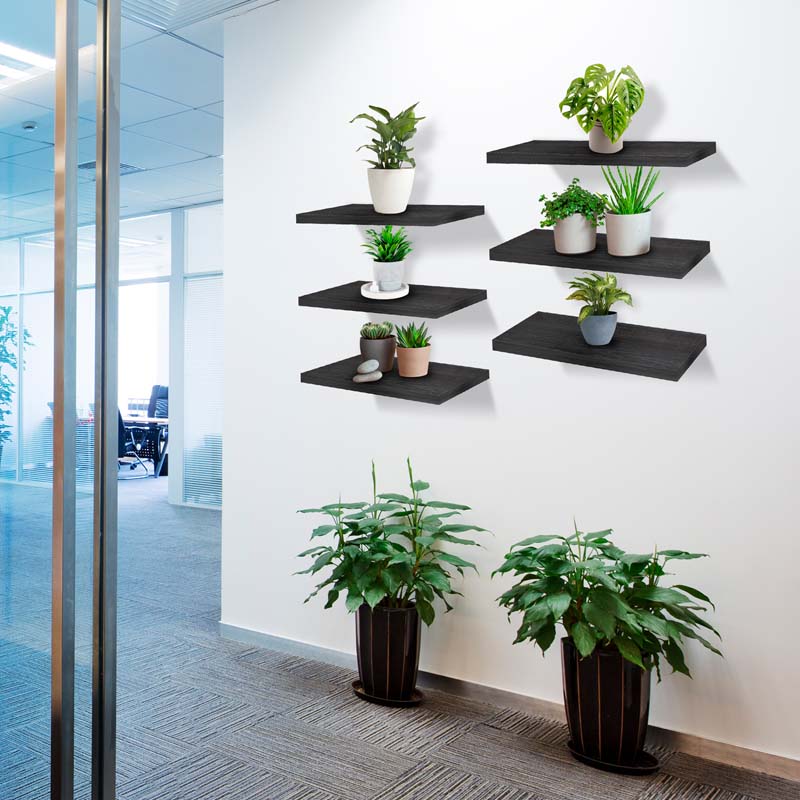 6 Repisas Flotantes de Madera Extra Grandes 50x15cm Redlemon