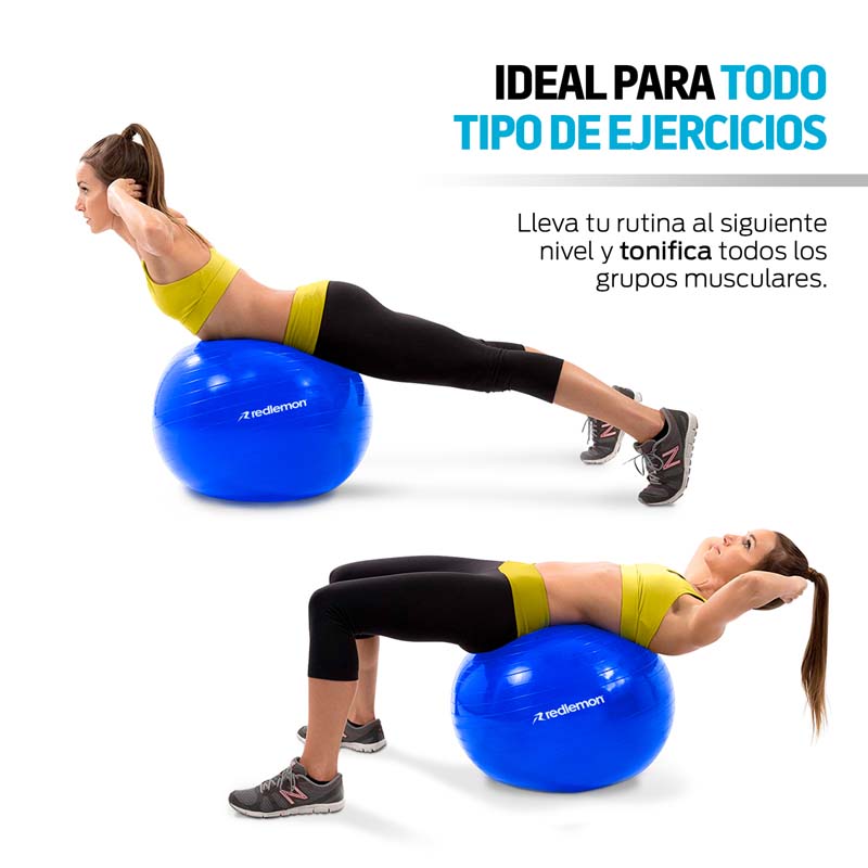 Pelota Pilates Yoga Fitness 65 Cm Con Bomba de Aire Redlemon