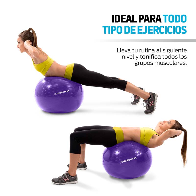 Pelota Pilates Yoga Fitness 65 Cm Con Bomba de Aire Redlemon