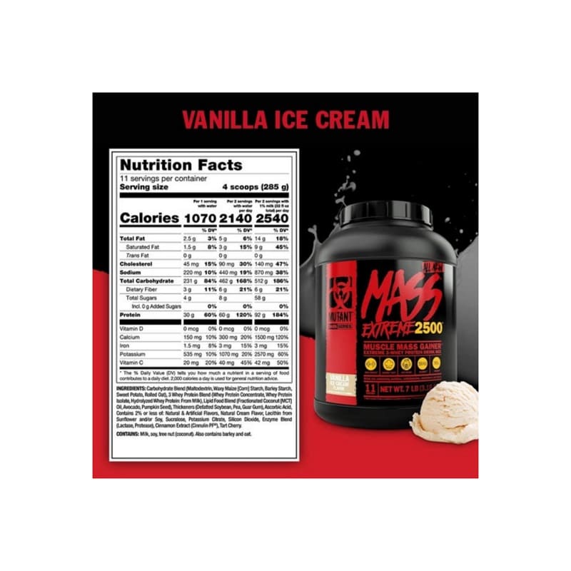 PROTEINA MUTANT MASS XXXTREME 2500 SABOR VAIILLA