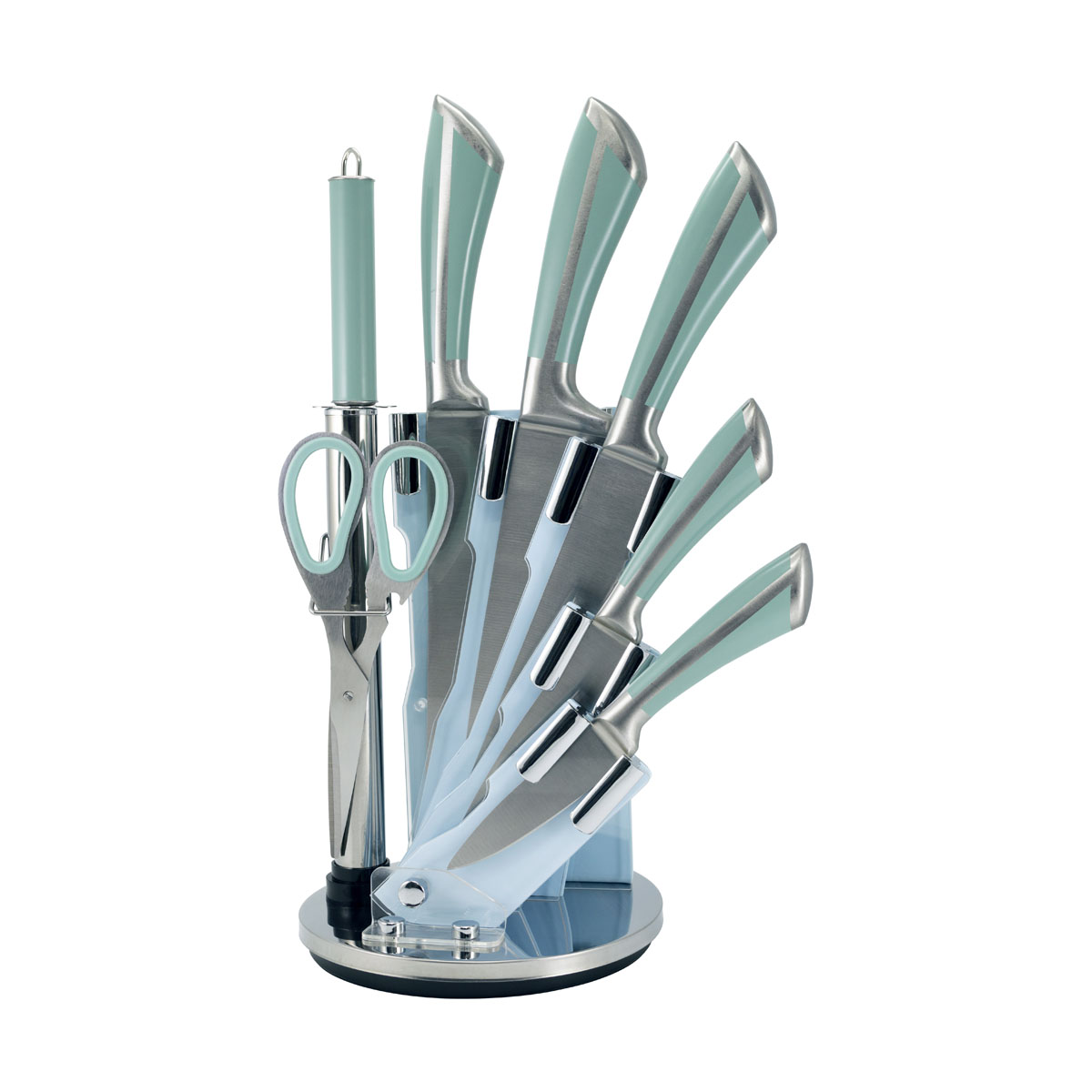 Juego de cuchillos de cocina con base 8 pzas K200J Jade