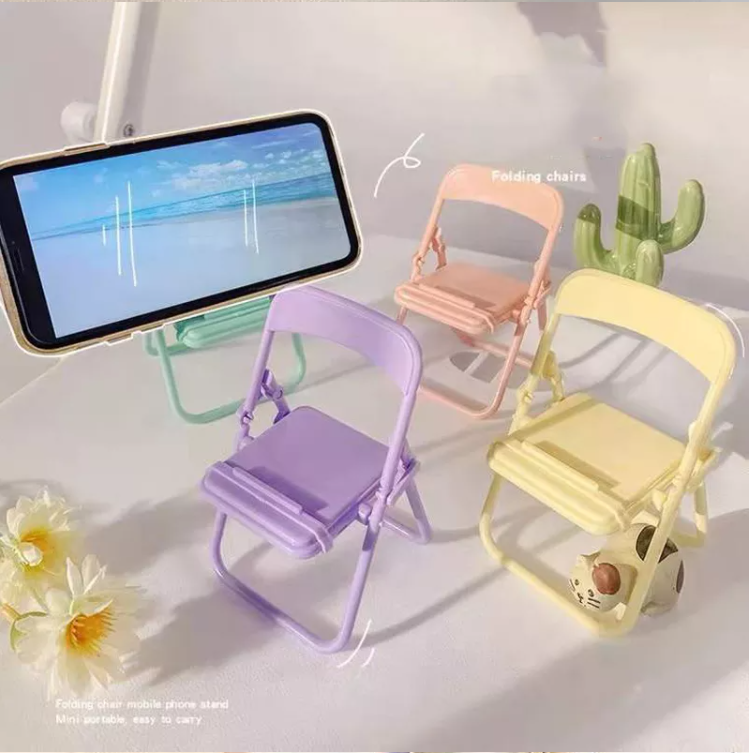 Soporte Portátil para teléfono Celular en forma de Silla (SET de 4 Piezas)