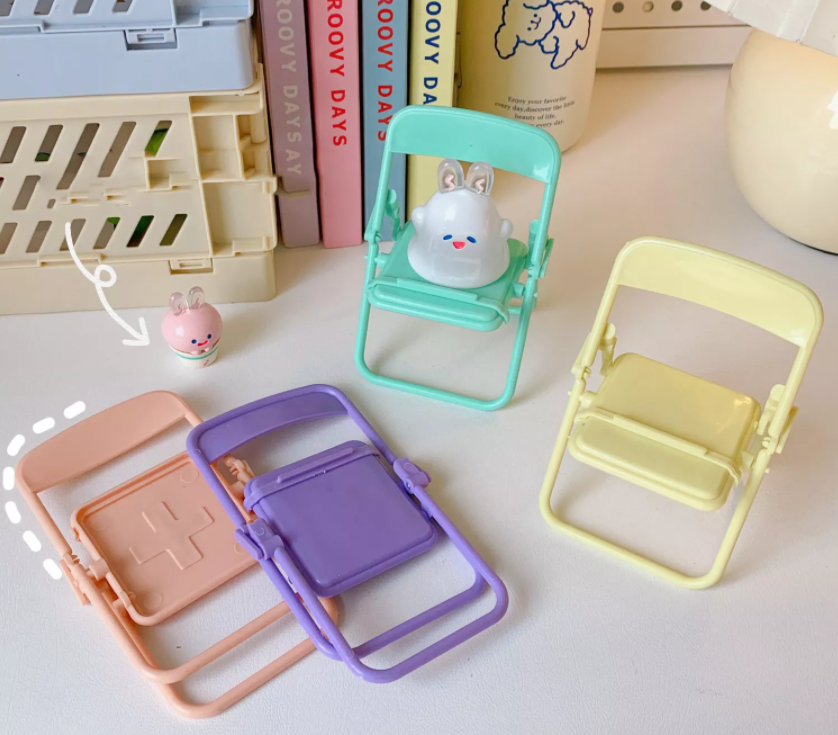 Soporte Portátil para teléfono Celular en forma de Silla (SET de 4 Piezas)
