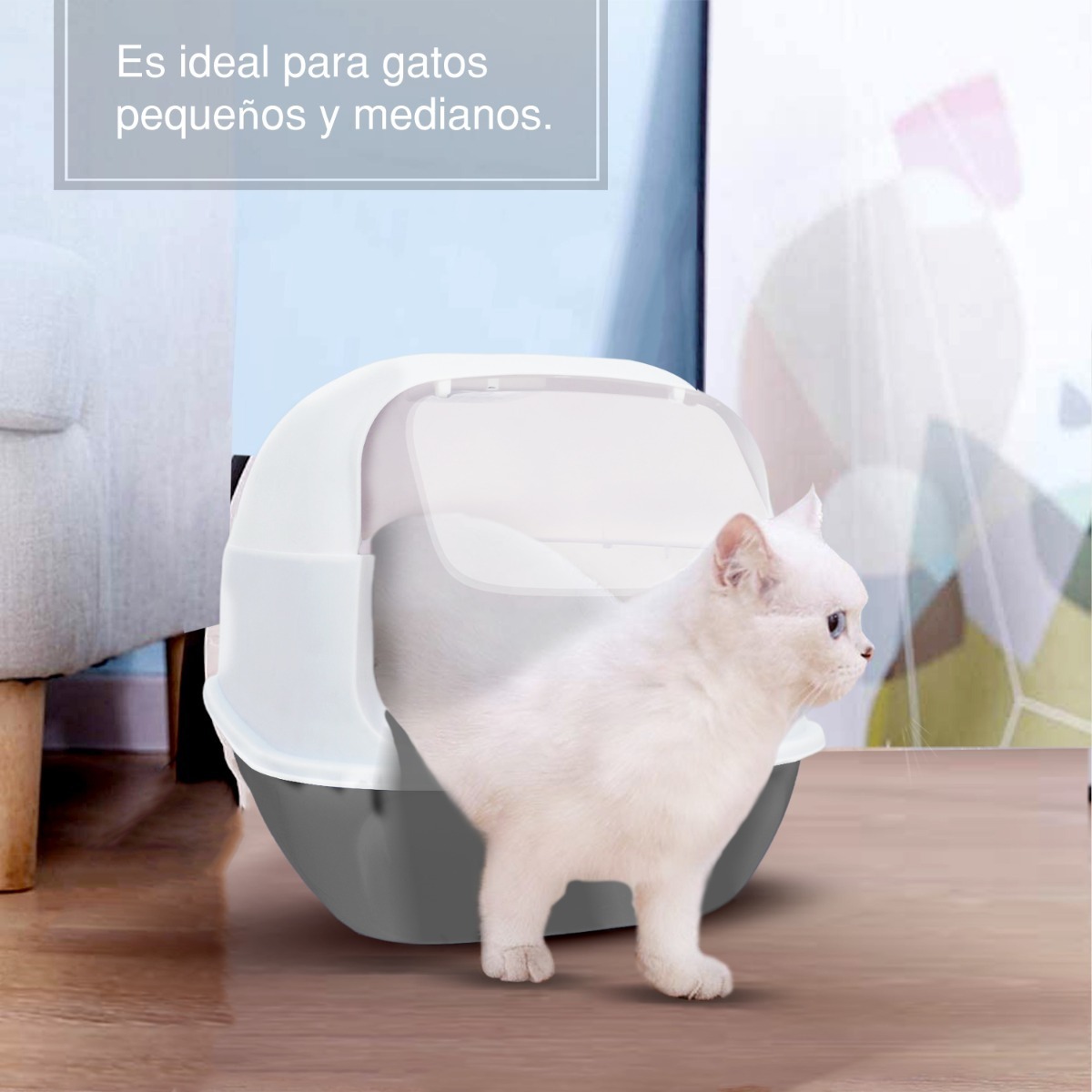 Arenero Gato Cerrado Chico Puerta Abatible Incluye Filtro Anti Olor y Pala