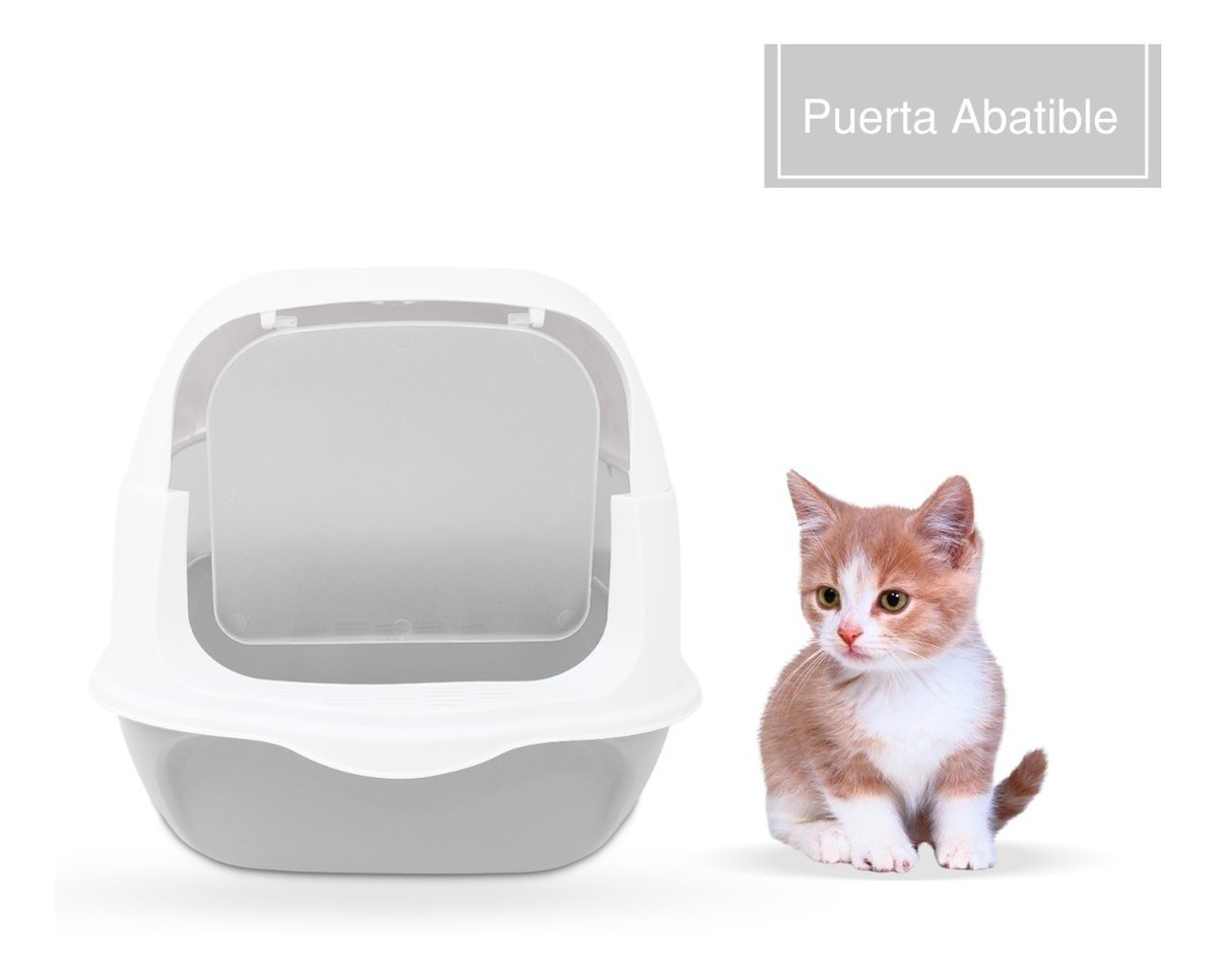 Arenero Gato Cerrado Chico Puerta Abatible Incluye Filtro Anti Olor y Pala