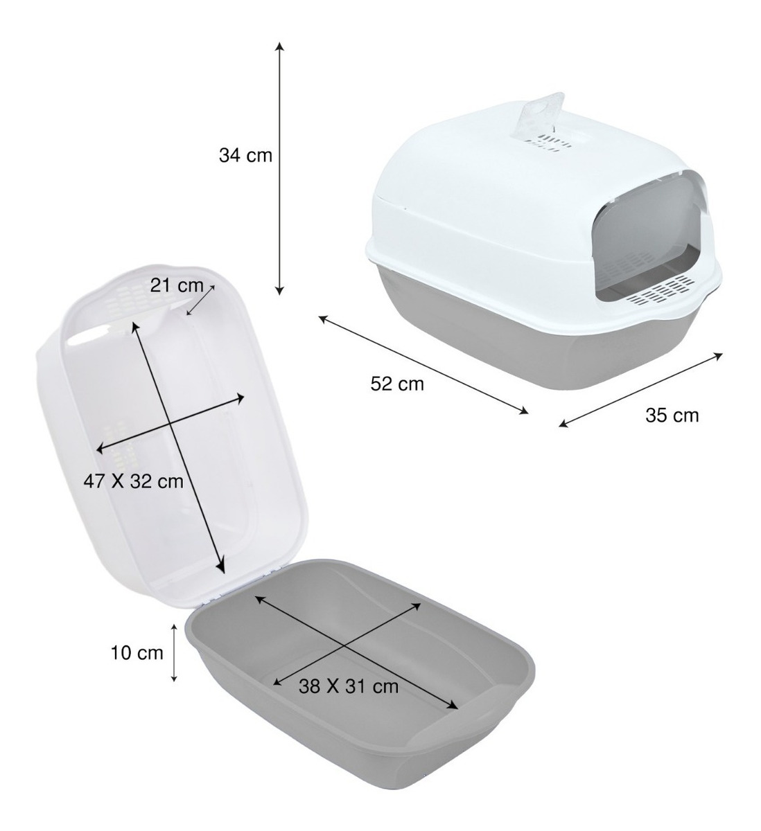 Arenero Gato Cerrado Chico Puerta Abatible Incluye Filtro Anti Olor y Pala