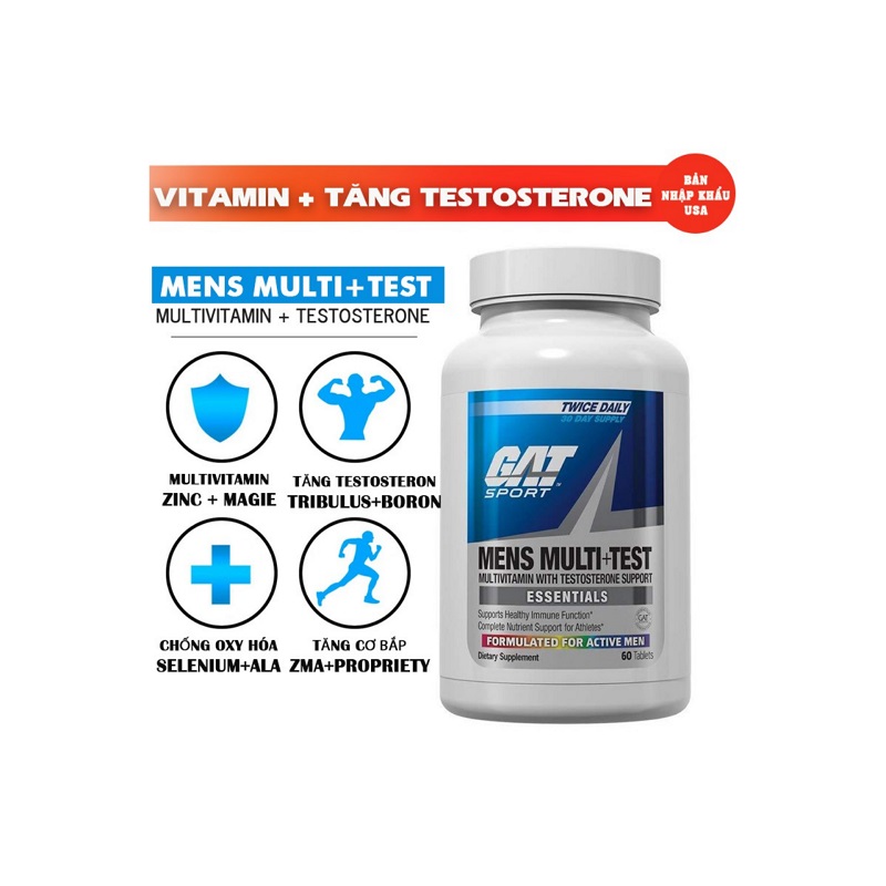 GAT MENS MULTI + TEST  60 TABS PRECURSOR DE TESTOSTERONA  + VITAMINAS